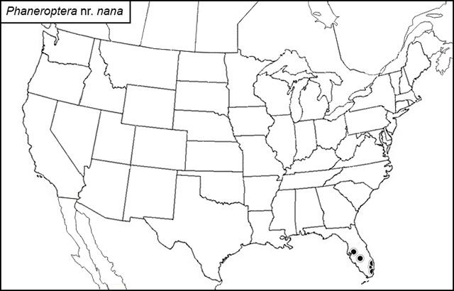 distribution map for Phaneroptera nana