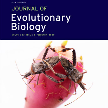 Journal of Evolutionary Biology cover photo! The leaf-footed cactus bug, Narnia femorata, feeds from its local host plant, Opuntia mesacantha. Photo credit: Christine Miller