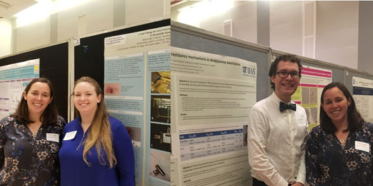 Elise Richardson (Undergraduate Intern of the Southeastern Regional Center of Excellence in Vector-borne Diseases project) and Zachary Kaplan (Entomology and Nematology Dept. MS student) presenting their research at EPI Research Day.