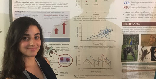 Daniela Gomez, an undergraduate researcher in Dr. Christine Miller’s lab, was awarded the Turner Award from the Animal Behavior Society (ABS). 