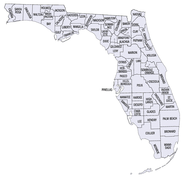 Florida County Map With Abbreviations