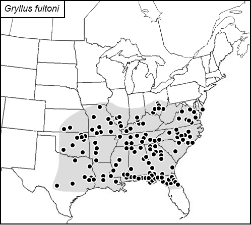 distribution map for Gryllus fultoni