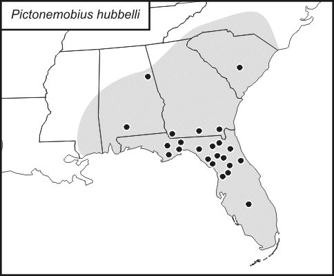 distribution map for Pictonemobius hubbelli
