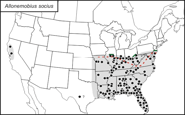 distribution map for Allonemobius socius