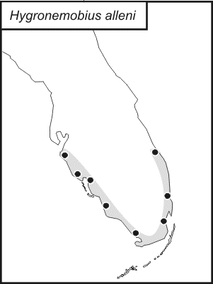 distribution map for Hygronemobius alleni