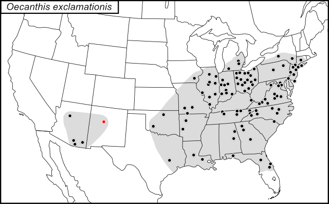 distribution map for Oecanthus exclamationis