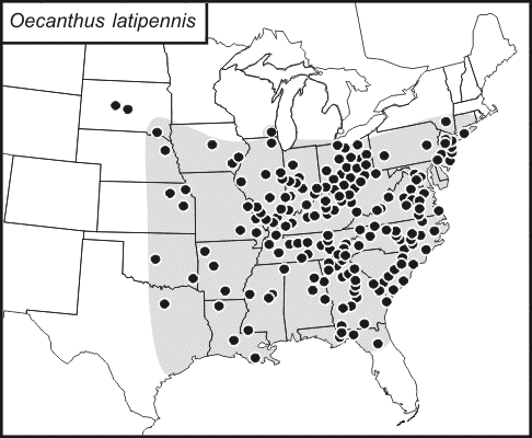 distribution map for Oecanthus latipennis