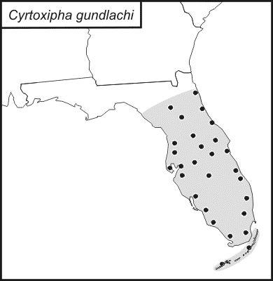 distribution map for Cyrtoxipha gundlachi