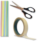 scissors, tape, straws