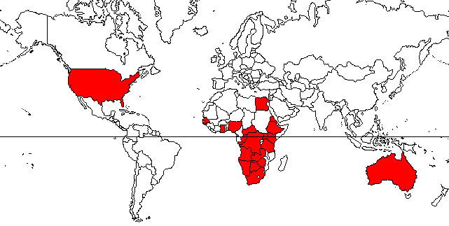 Small hive beetle distribution in red - as of 2010.