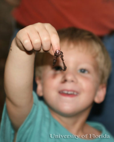 Kid with worm
