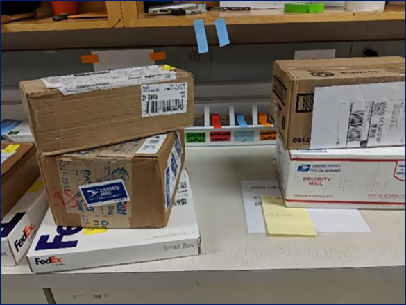 photo of boxes ready to be mailed, used as an example of how to ship nematode samples.