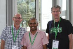 Suresh Pannerselvam, Colin Berry, and Neil Crickmore at the 2019 Society for Invertebrate Pathology meeting