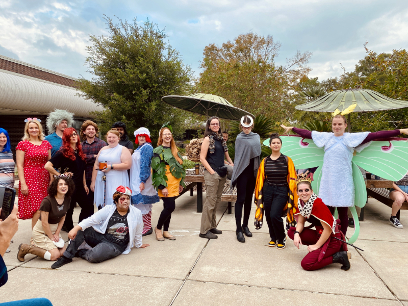a group of students in entomology related Halloween costumes