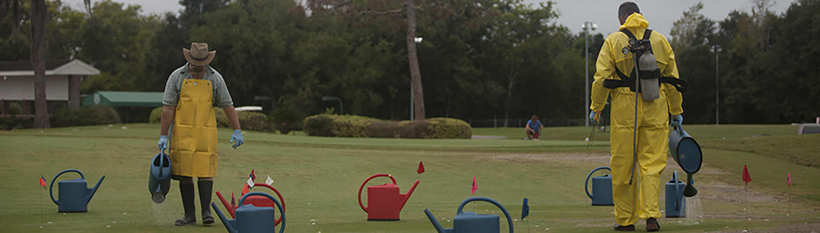 turfgrass testing on golf course, Dr. Billy Crow and Tom Bean