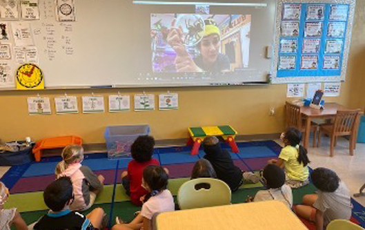 Jennifer Standley giving a virtual presentation to 4th and 5th grade classes at Meaowbrook School on May 7th. 