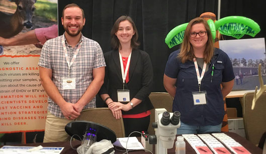 On April 13th, Entomology students Bethany McGregor, Kristin Sloyer, and technician Alfred Runkel attended the annual Southeastern Trophy Deer Association meeting in Orlando, FL. 